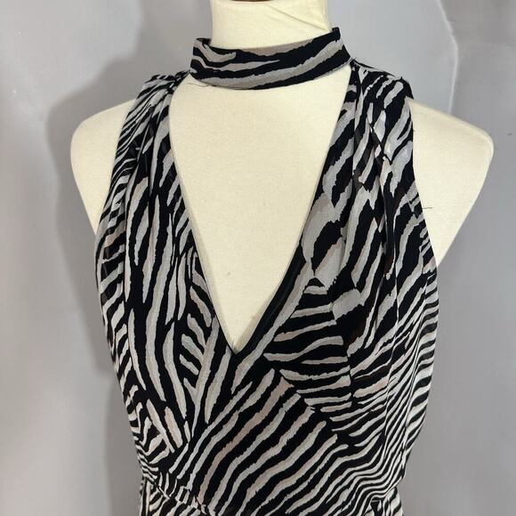 WHBM Resort Zebra Animal Print High Low Dress Size 8 Coastal Flowy Vacay Beach - Picture 8 of 16